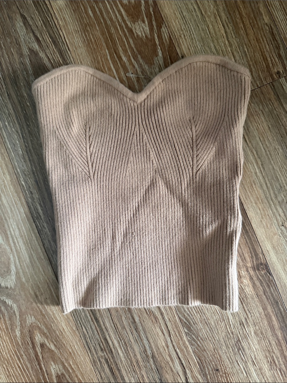 Abercrombie & Fitch Ribbed Strapless Bustier Top - Beige